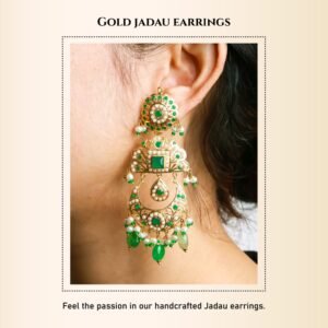 Gold jadau earrings. narayandas.co.in